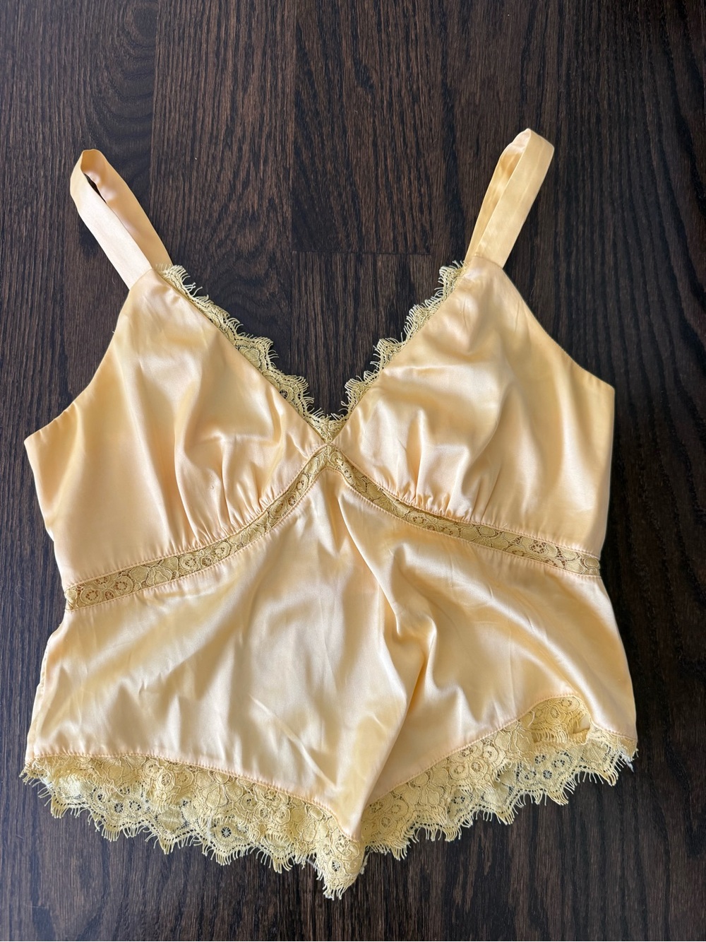 Heartloom Pale Yellow Satin Lace Camisole